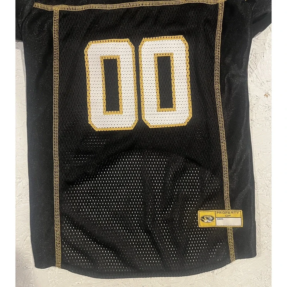 Collegiate Mizzou Missouri Tigers Pet Jersey Size Large‎ Black Gold Football